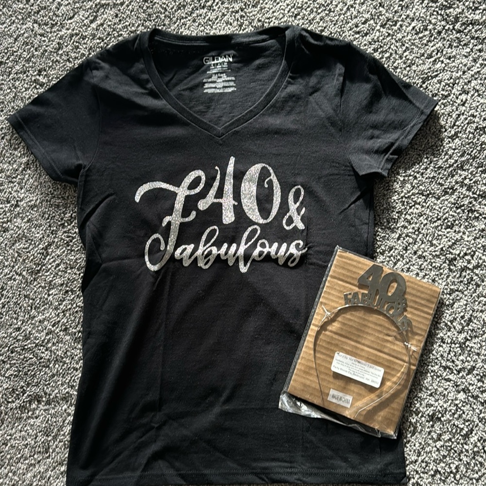 Fabulous and 40 black shirt/headband